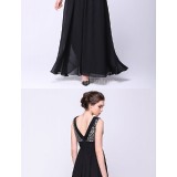 Australia-Formal-Evening-Dress-Black-A-line-V-neck-Ankle-length-Chiffon